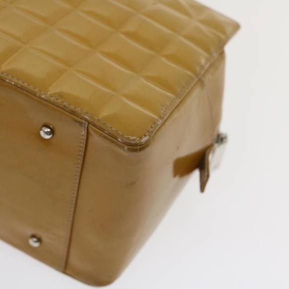 CHANEL Choco Bar Chain Shoulder Bag Enamel Beige CC Auth jk1646 - Picture 15 of 16